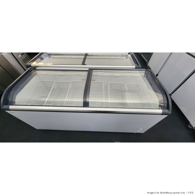 CLEARANCE - Thermaster Two glass sliding lids chest freezer with castors - ST545-QLD236