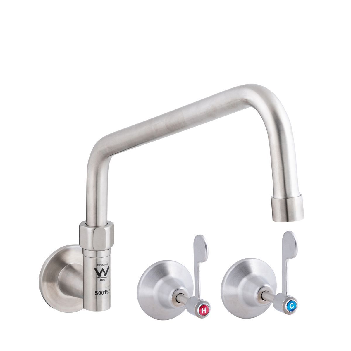 3Monkeez Stainless Steel Wall Stops and Elbow with 12" Spout - T-3MCW12