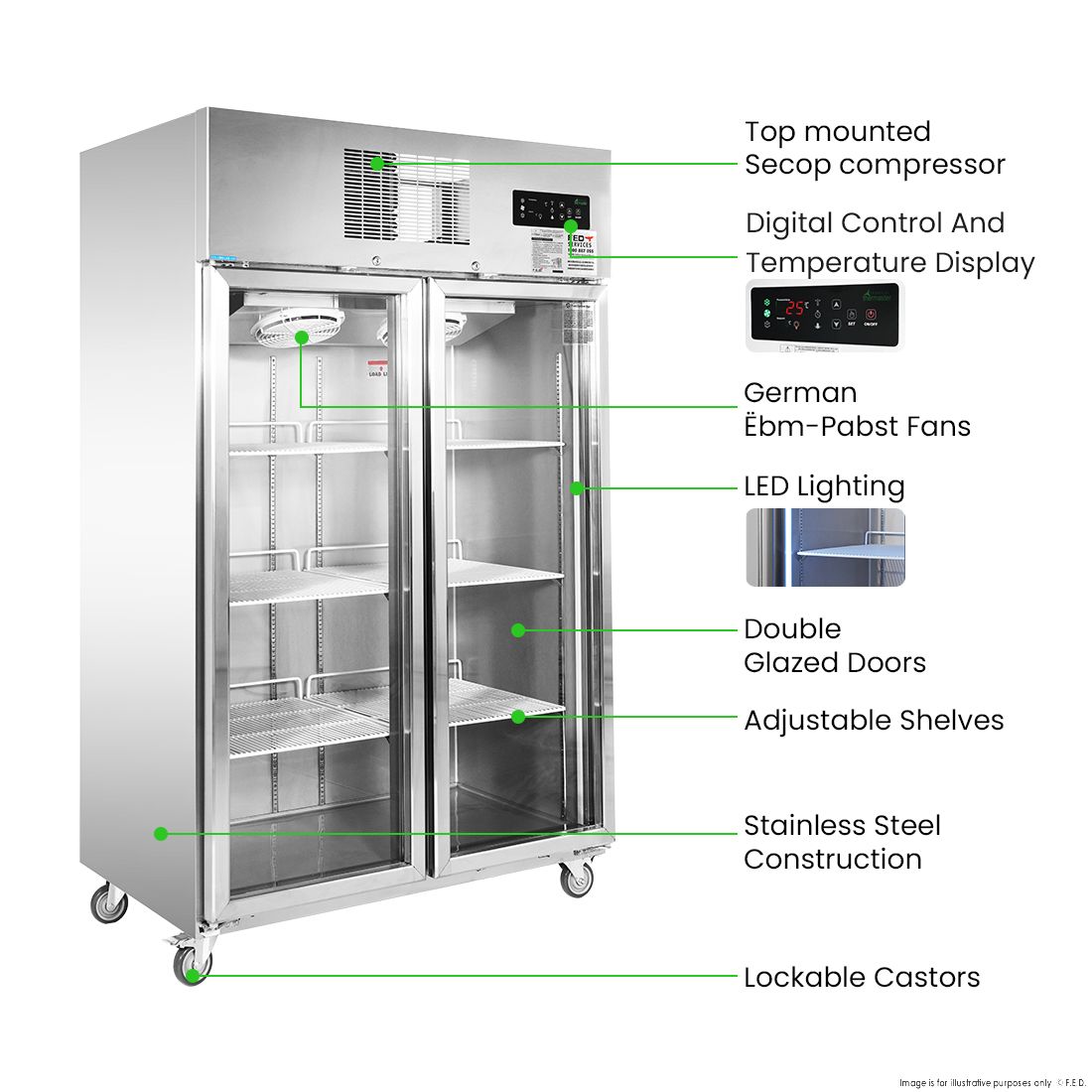 Thermaster Double Door Upright Display Fridge SUCG1000