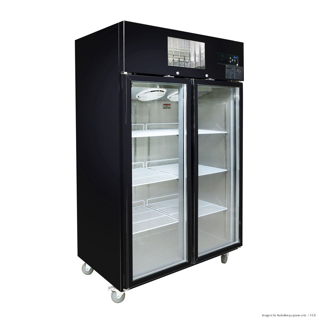 Thermaster Double Door Upright Display Fridge (black) SUCG1000B