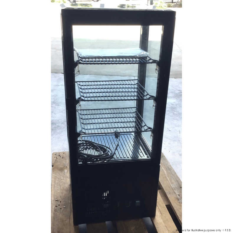 CLEARANCE - Thermaster Four-Sided Countertop Beverage Display Fridge Black - TCBD78B-QLD297