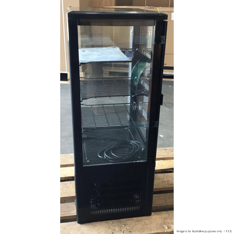 CLEARANCE - Thermaster Four-Sided Countertop Beverage Display Fridge Black - TCBD78B-QLD297