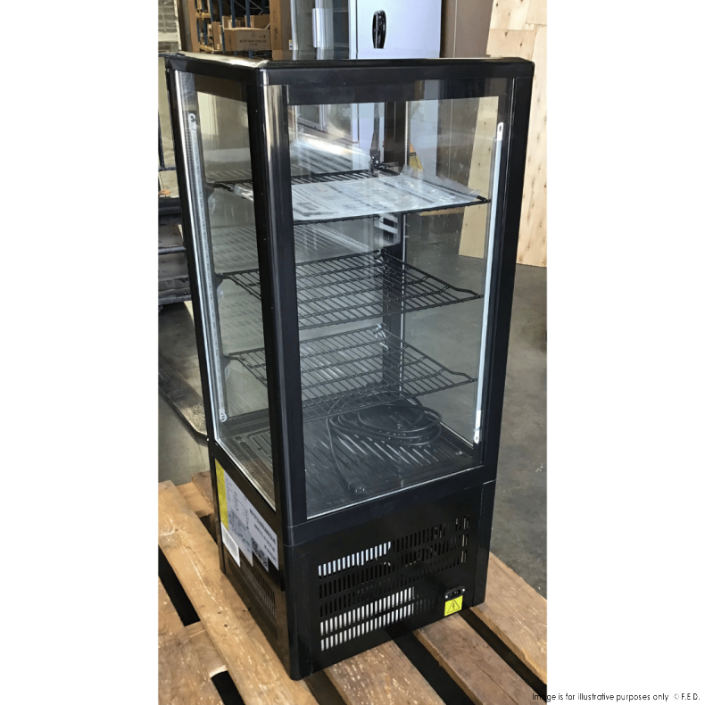 CLEARANCE - Thermaster Four-Sided Countertop Beverage Display Fridge Black - TCBD78B-QLD297