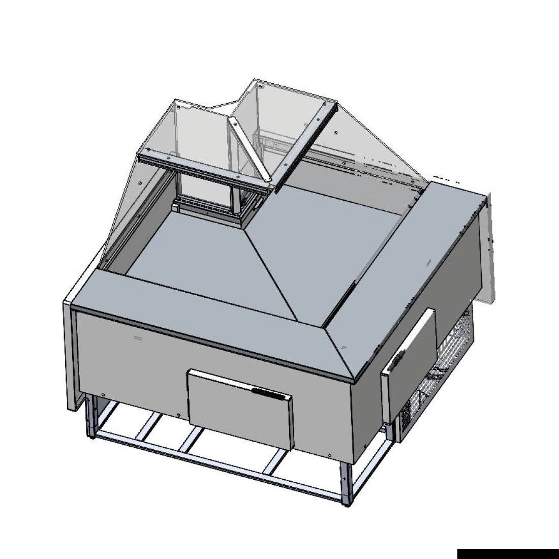 Tecnodom Series Mr80 Black Corner Deli Display W/ Storage And Castors TDMR-08I