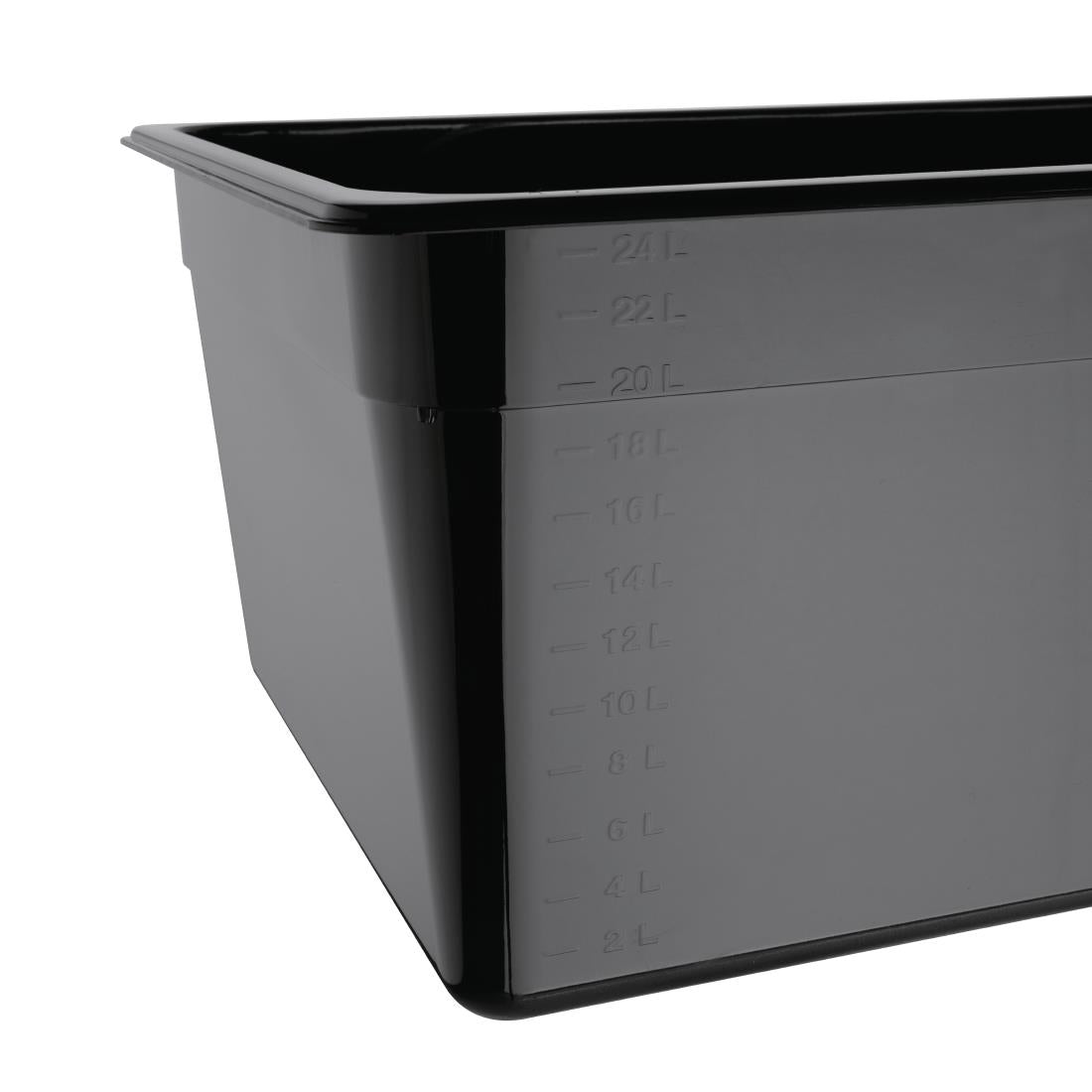 Vogue Black Polycarbonate 1/1 Gastronorm Tray 200mm - U457