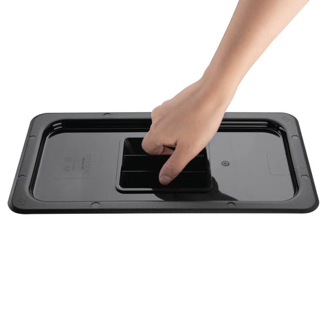 Vogue Black Polycarbonate 1/3 Gastronorm Lid - U476