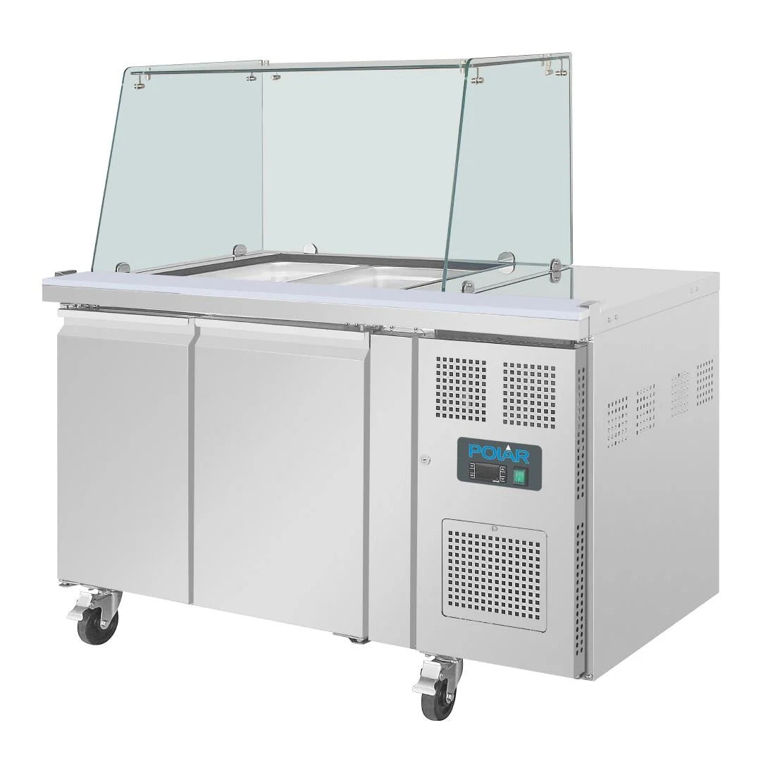 Polar U-Series GN Saladette Counter with Square Sneeze Guard 2 Door - UA017-A