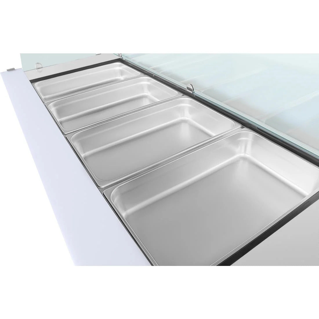 Polar U-Series GN Saladette Counter with Square Sneeze Guard 4 Door - UA019-A