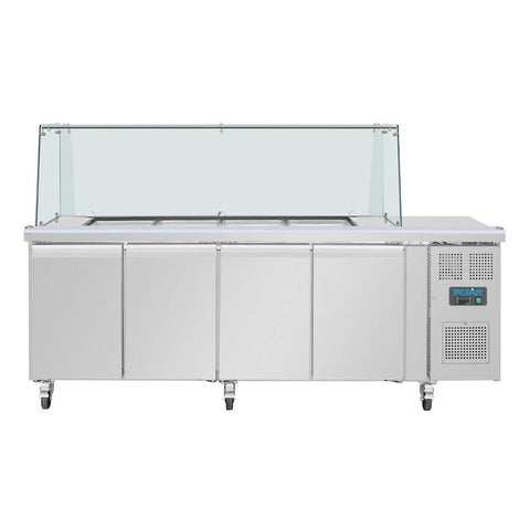 Polar U-Series GN Saladette Counter with Square Sneeze Guard 4 Door - UA019-A