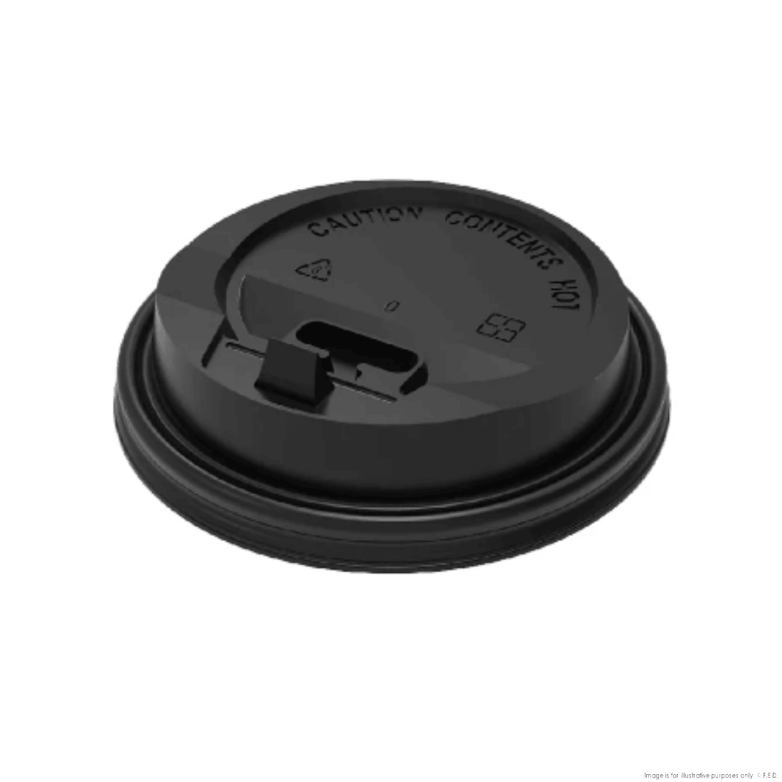 PakMax BLACK 80mm PS Plastic Coffee Cup Enclosure Lid - PSEL-80BK-LID