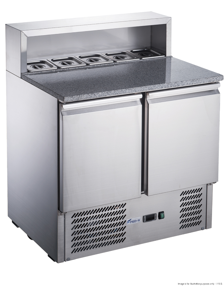 FED-X Two Door Salad Prep Fridge With Marble Top XGNS900E