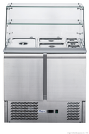 FED-X Two Door Salad Prep Fridge With Square Glass Top XS900GC