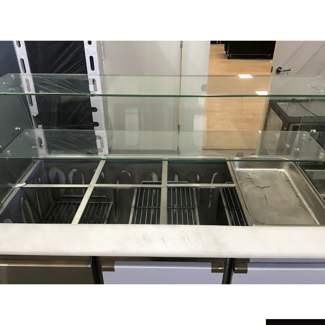 CLEARANCE - FED-X Three Door Salad Prep Fridge with Glass Top - XS903GC-QLD374