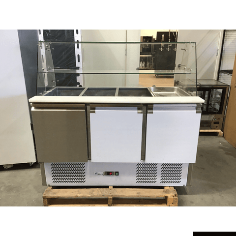 CLEARANCE - FED-X Three Door Salad Prep Fridge with Glass Top - XS903GC-QLD374