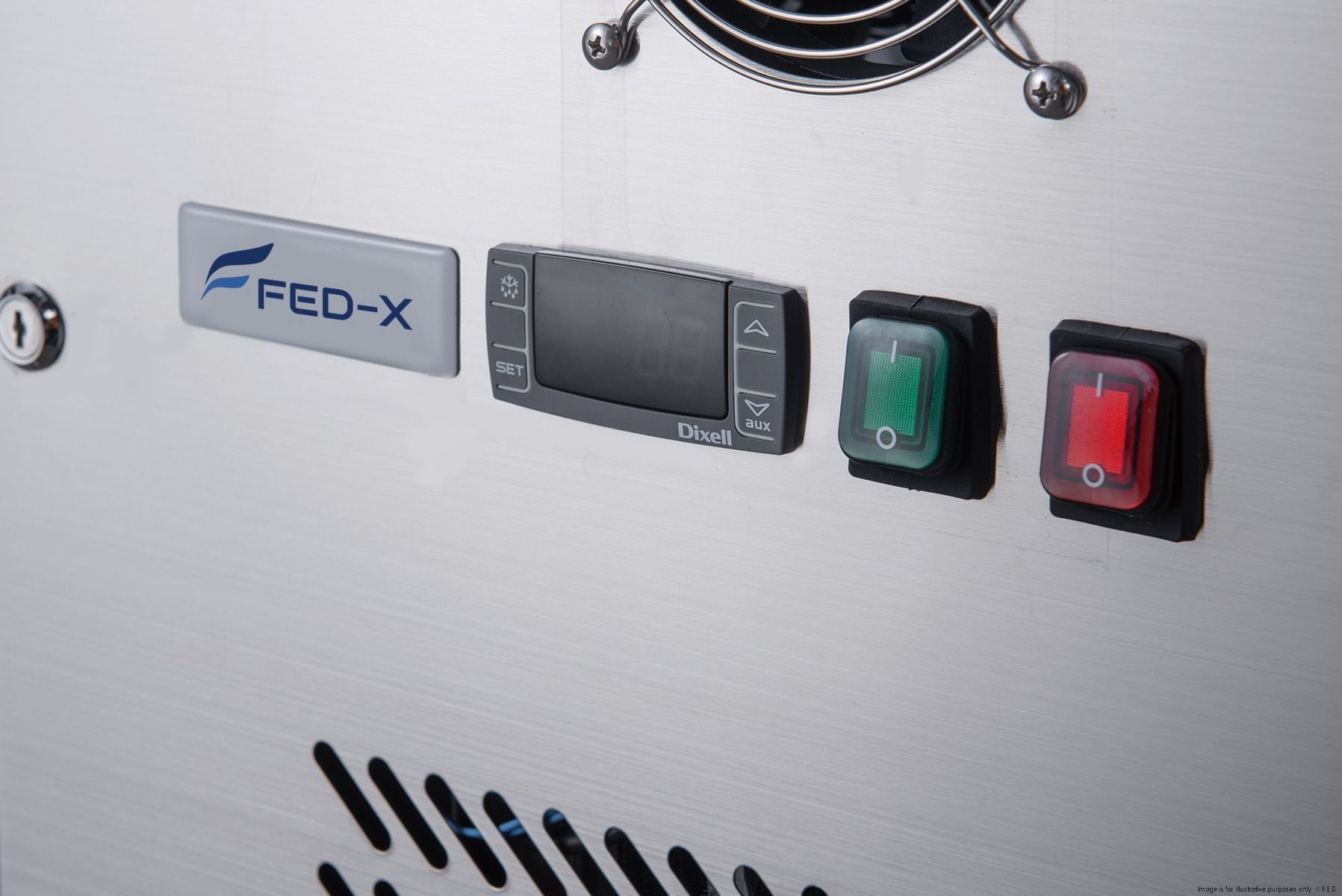 FED-X Two Door Salad Prep Fridge With Curve Glass Top XTHP2100SALGC