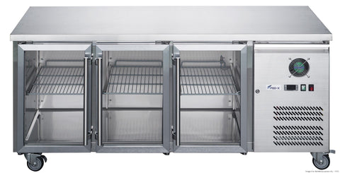 FED-X Three Glass Door Bench Fridge XUB6C18G3V