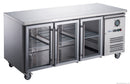 FED-X Three Glass Door Bench Fridge XUB6C18G3V
