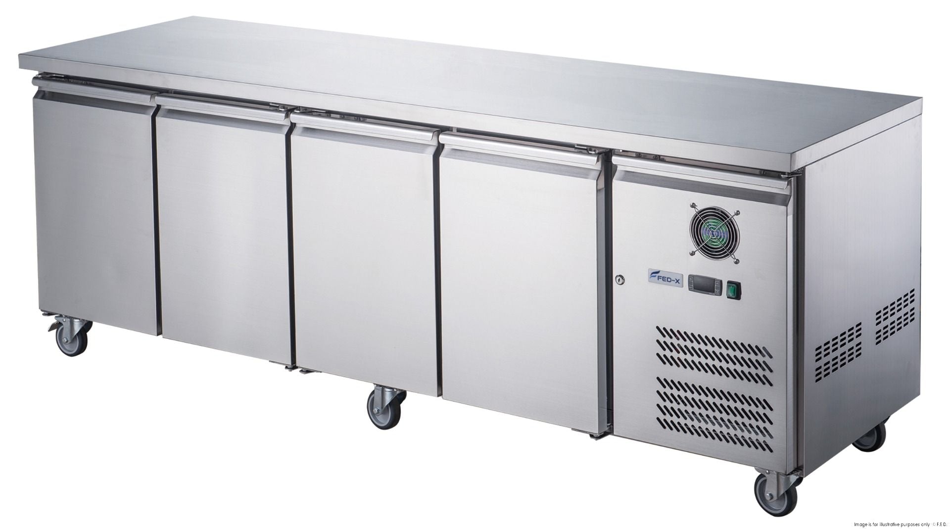 FED-X S/S Four Door Bench Fridge XUB6C22S4V