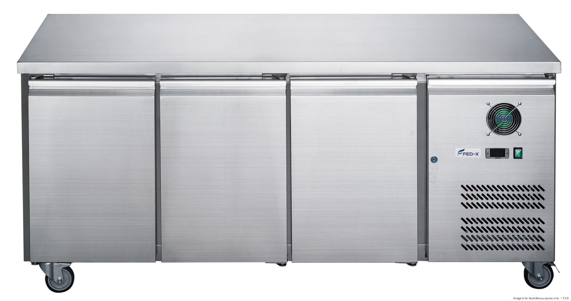 FED-X S/S Three Door Bench Freezer XUB6F18S3V