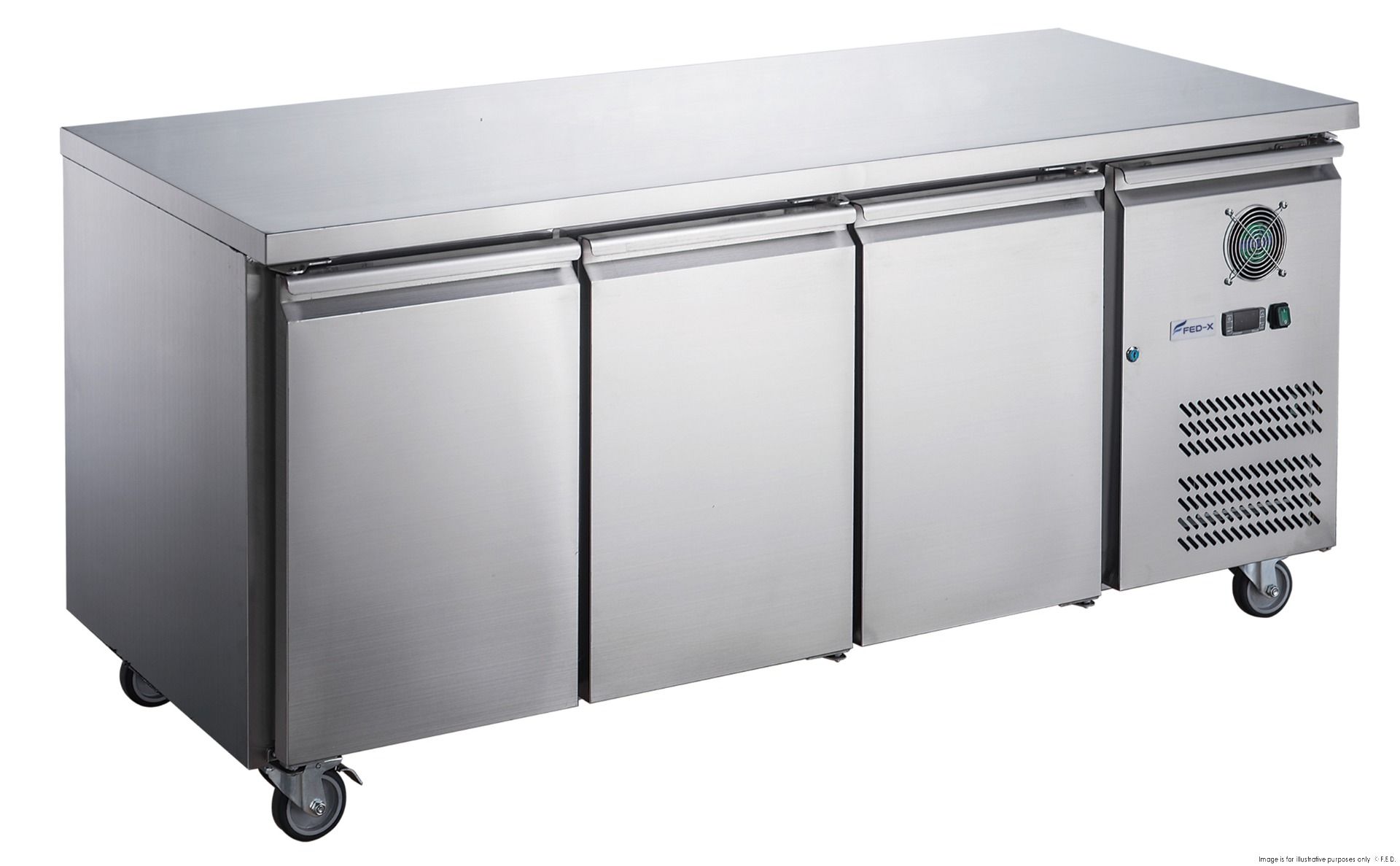 CLEARANCE - FED-X S/S Three Door Bench Fridge - XUB7C18S3V-QLD119
