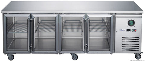 FED-X Four Glass Door Bench Fridge XUB7C22G4V