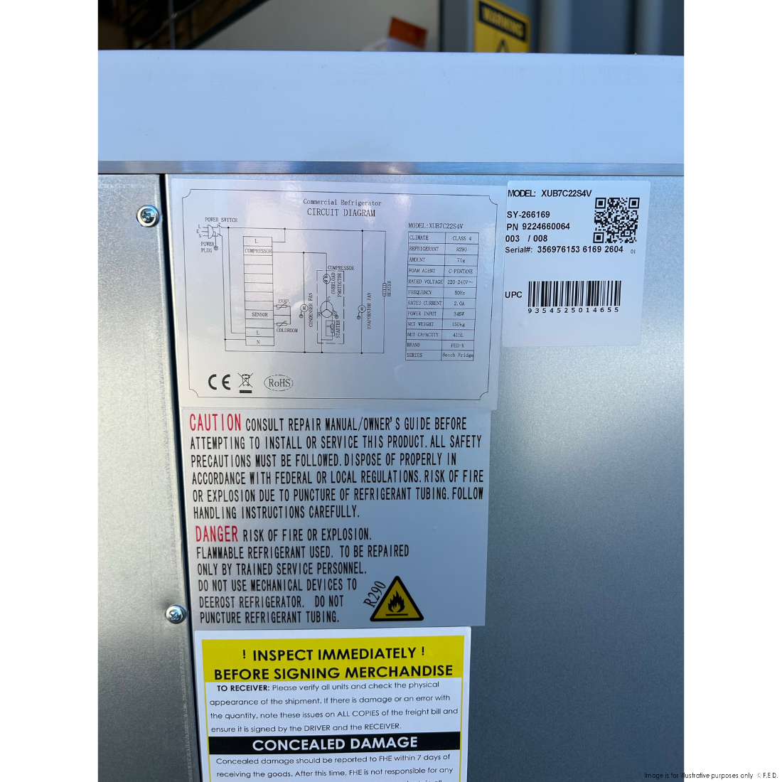 CLEARANCE - FED-X S/S Four Door Bench Fridge - XUB7C22S4V-QLD118