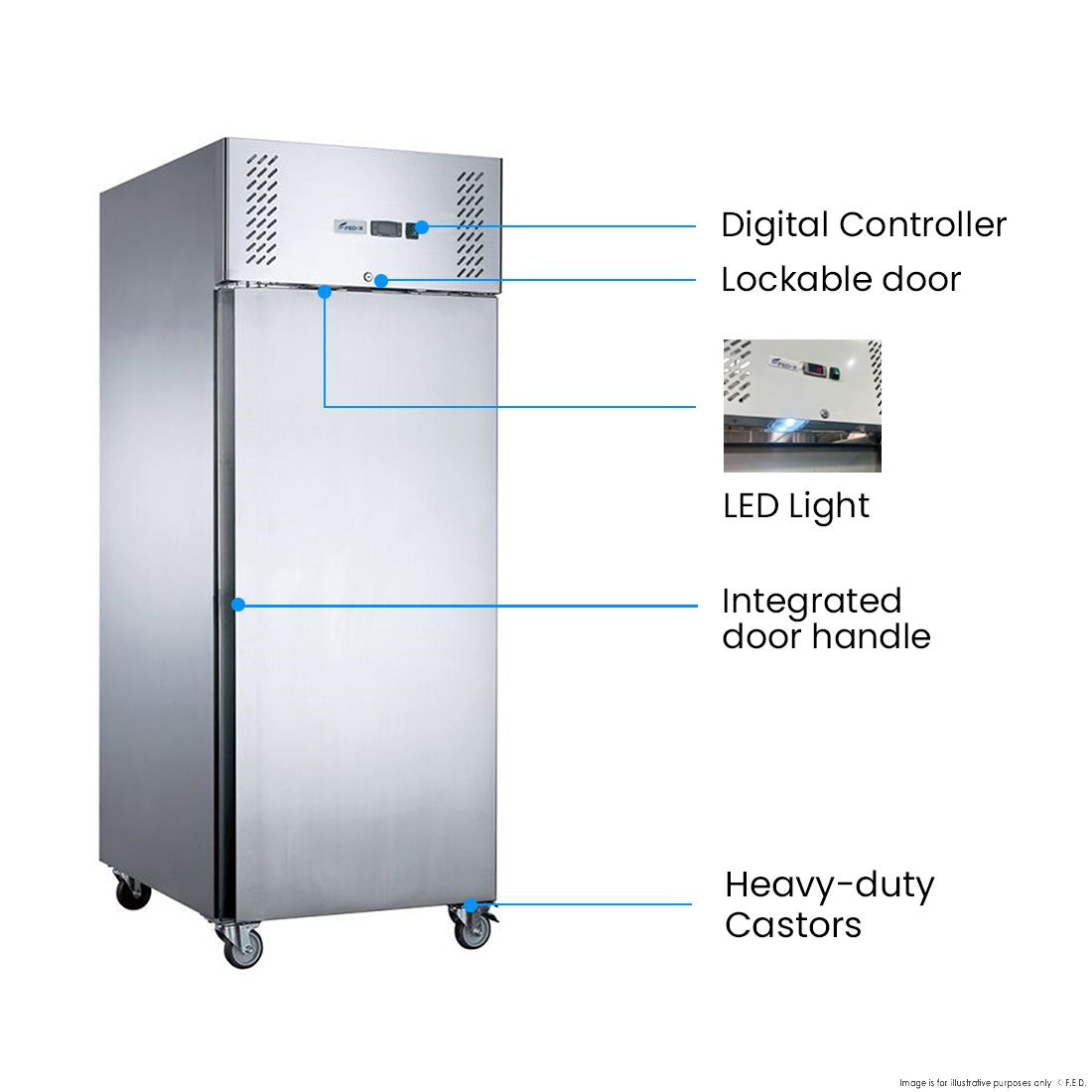 FED-X S/S Single Door Upright Freezer XURF400SFV
