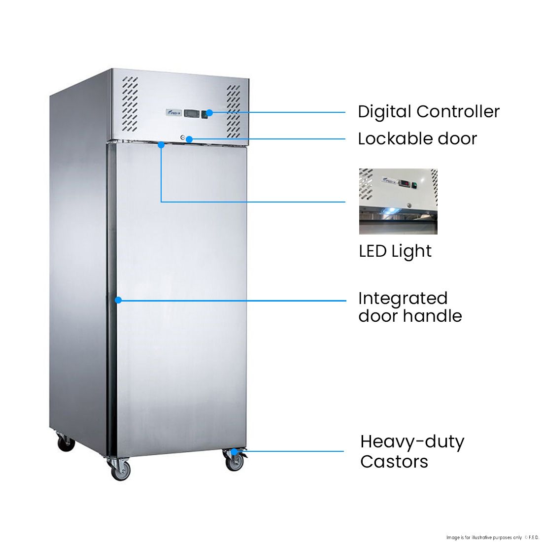 FED-X S/S Single Door Upright Fridge XURC650SFV
