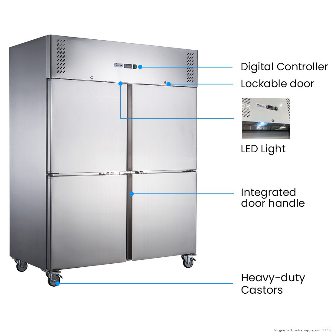 FED-X S/S Four Door Upright Fridge XURC1200S2V