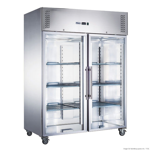 FED-X S/S Two Full Glass Door Upright Fridge XURC1410G2V