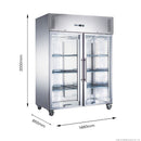 FED-X S/S Two Full Glass Door Upright Freezer XURF1410G2V