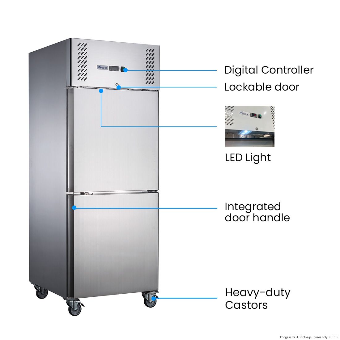 FED-X S/S Two Door Upright Freezer XURF600S1V