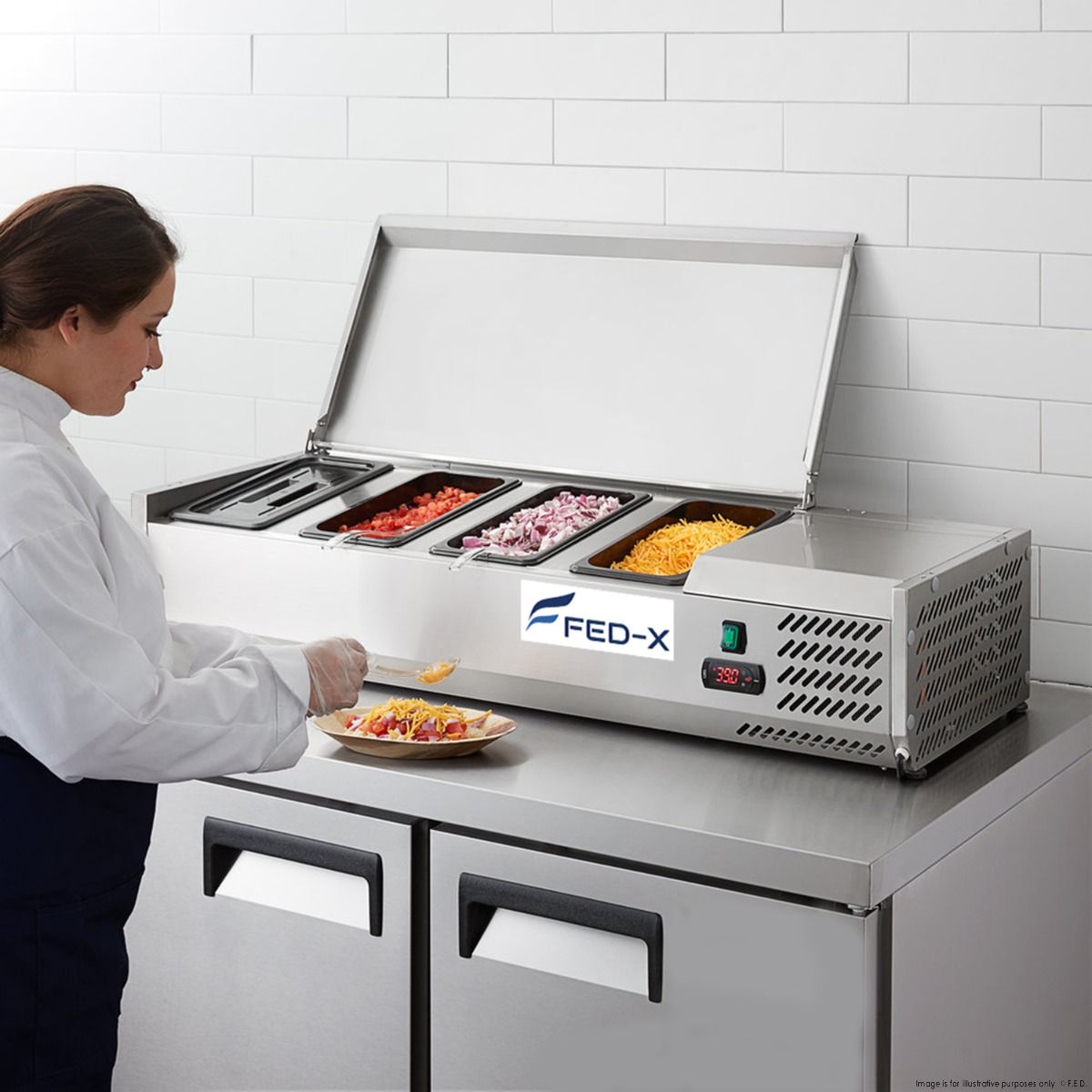 FED-X Salad Bench With Stainless Steel Lid XVRX1200/380S