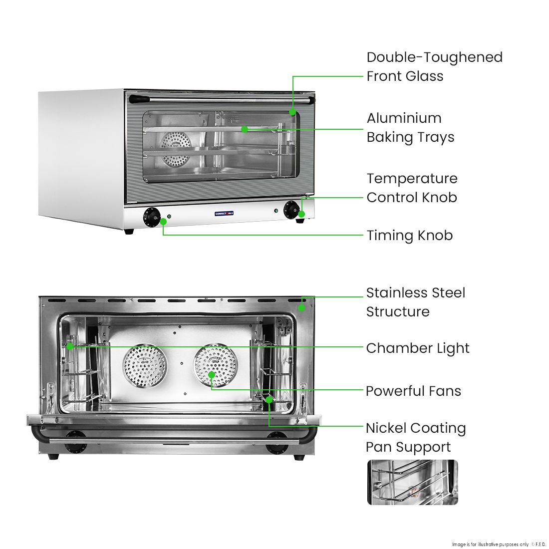 ConvectMAX Heavy Duty Stainless Steel 240v/15a Convection Oven YXD-8A-3E