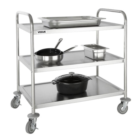 Vogue Stainless Steel 3 Tier Clearing Trolley Large - F995