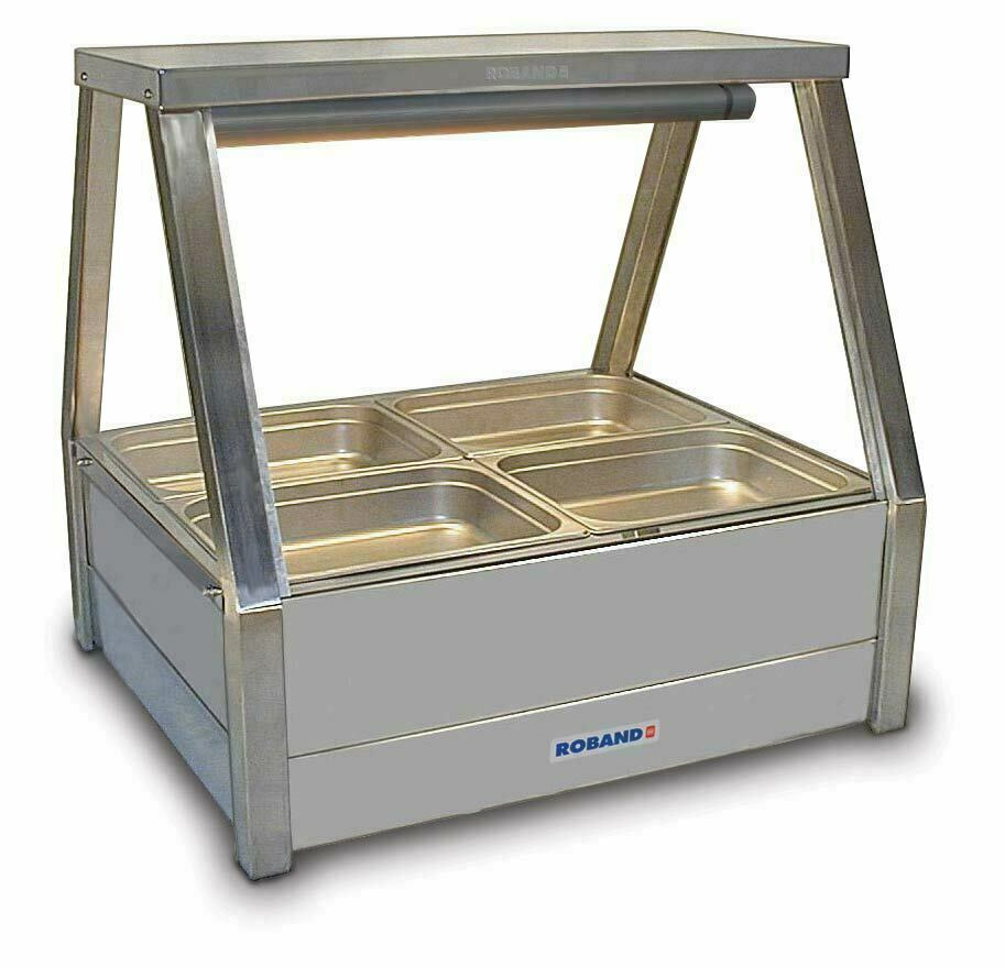 Roband Straight Glass Hot Food Display Bar, 4 pans double row - E22