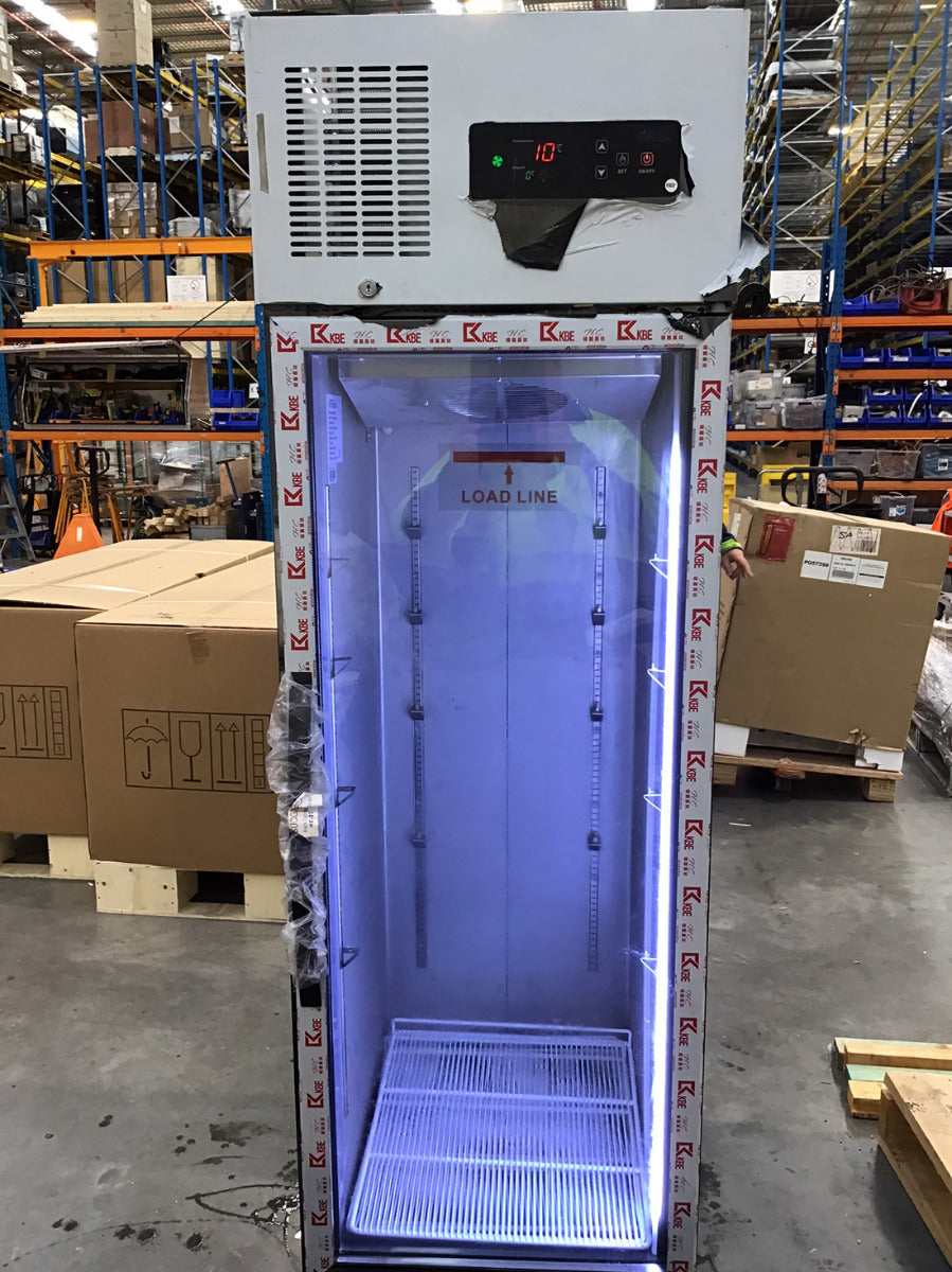 CLEARANCE - Single Glass Door Upright Fridge Black Stainless Steel - SUCG500B