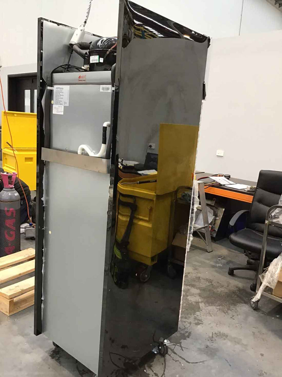 CLEARANCE - Single Glass Door Upright Fridge Black Stainless Steel - SUCG500B
