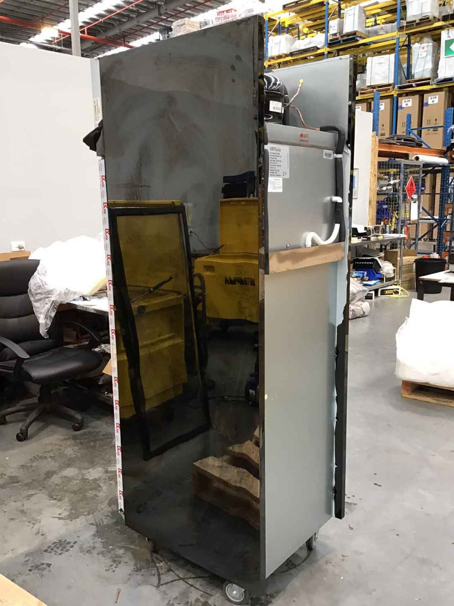 CLEARANCE - Single Glass Door Upright Fridge Black Stainless Steel - SUCG500B