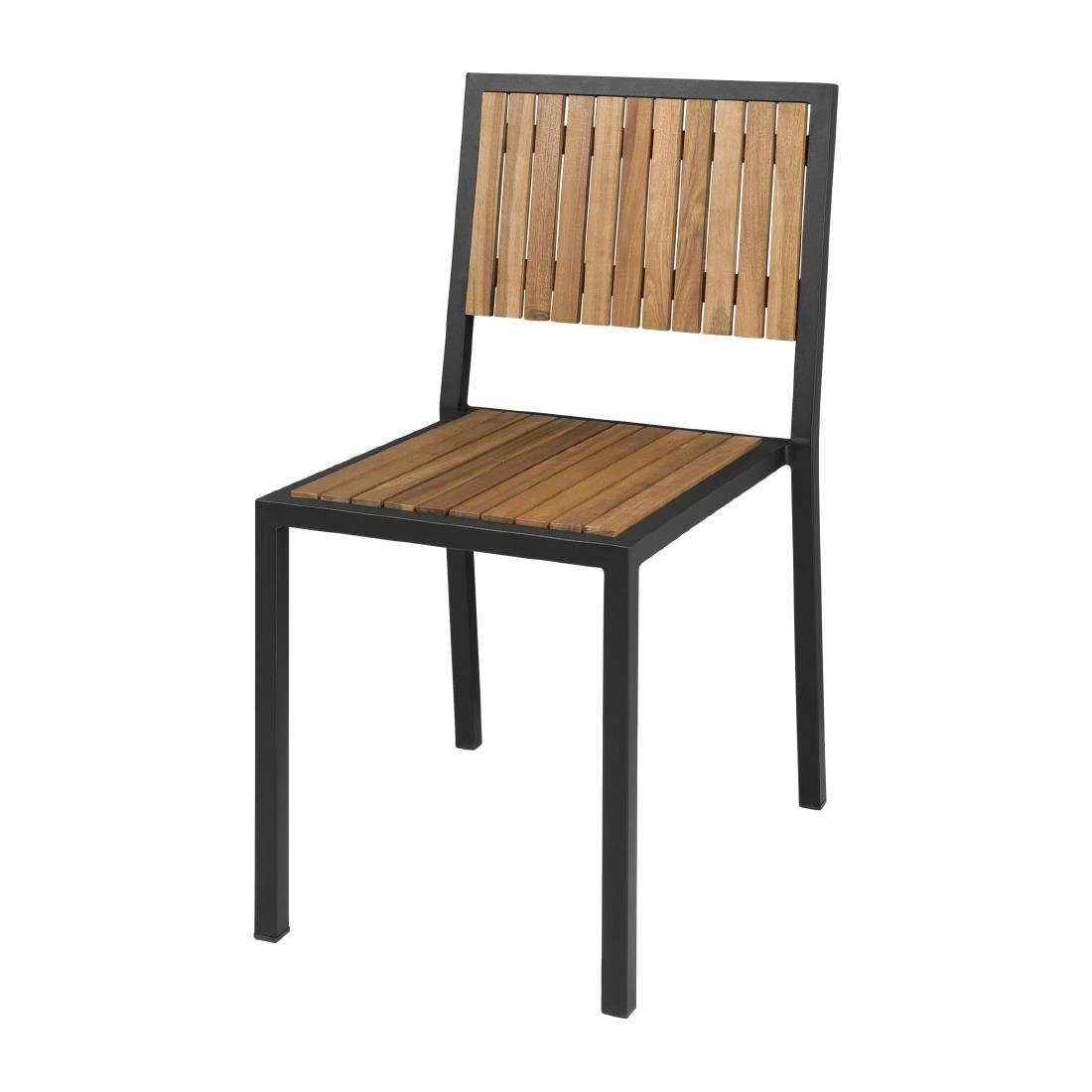 Bolero Steel & Acacia Side Chairs (Pack of 4) - DS150