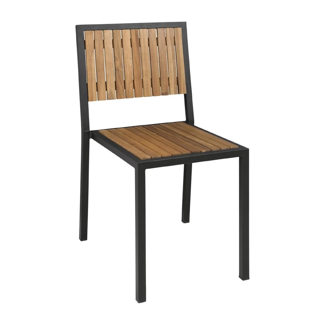 Bolero Steel & Acacia Side Chairs (Pack of 4) - DS150