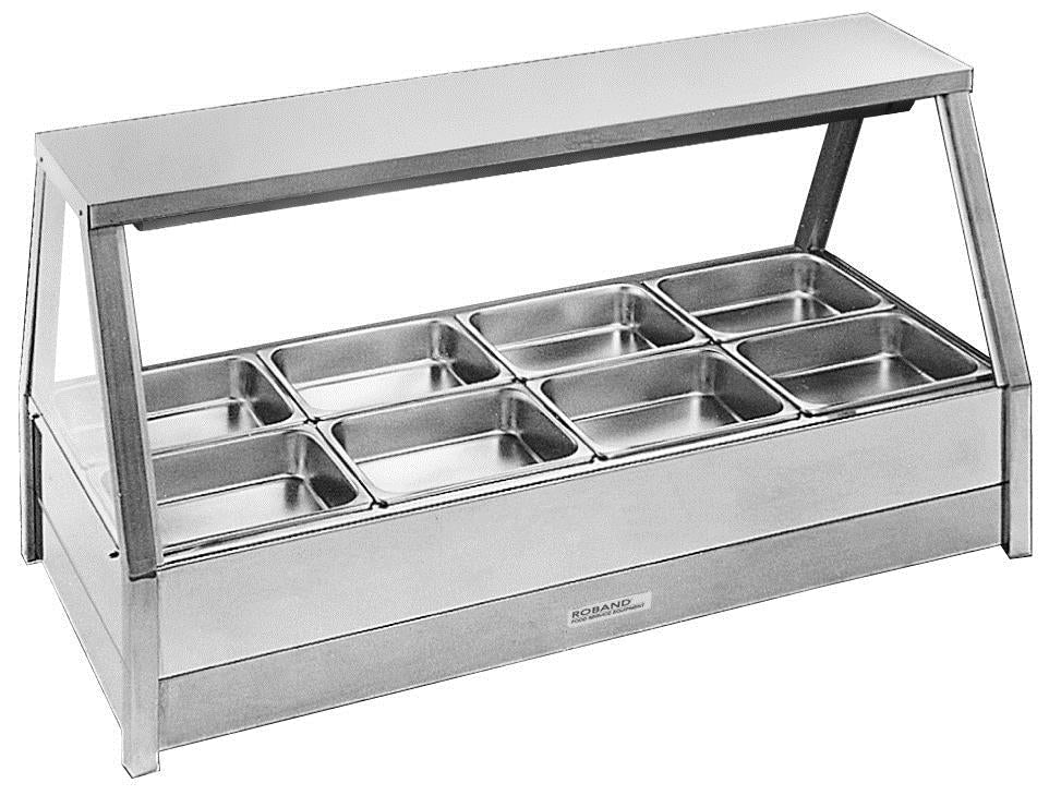 Roband Straight Glass Hot Food Display Bar, 8 pans double row - E24