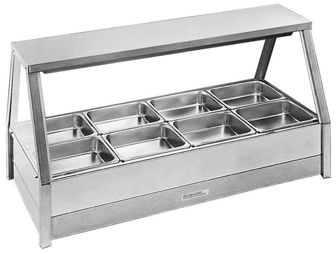 Roband Straight Glass Hot Food Display Bar, 8 pans double row - E24