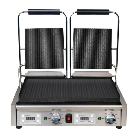 Apuro Double Contact Grill Ribbed Top Plates with Timer - FC385-A