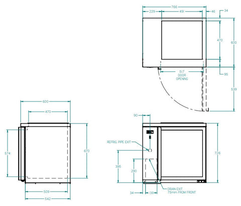 Williams Glass Chiller - One Door Remote Glass Chiller With Two Shelves GC1RGD
