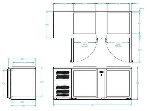 Williams Glass Chiller - Two Door Glass Chiller With Two Shelves - 500 x 500 baskets GC25UGD