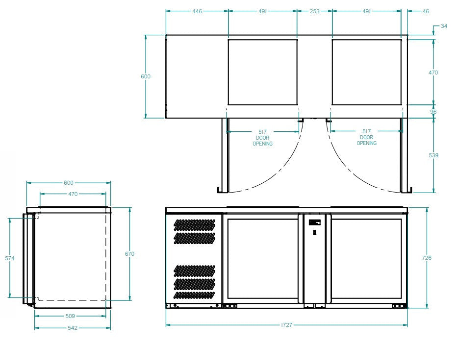 Williams Glass Chiller - Two Door Glass Chiller With Two Shelves GC2UGD