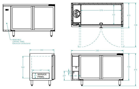 Williams Boronia - Two Door Stainless Steel Remote Back Bar Counter Display Refrigerator HB2RGS