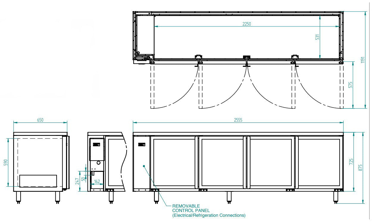 Williams Boronia - Four Door Black Colorbond Remote Back Bar Counter Display Refrigerator HB4RGB