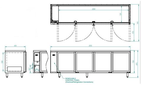Williams Boronia - Four Door Black Colorbond Remote Back Bar Counter Display Refrigerator HB4RGB